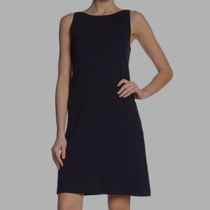 Dark Ink Navy Blue Strerchy Cotton Sleeveless Tank Dress Medium M EUC